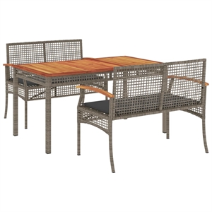 Afuera Living Contemporary Poly Rattan Garden Dining Set in Gray