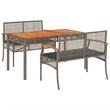 Afuera Living Contemporary Poly Rattan Garden Dining Set in Gray