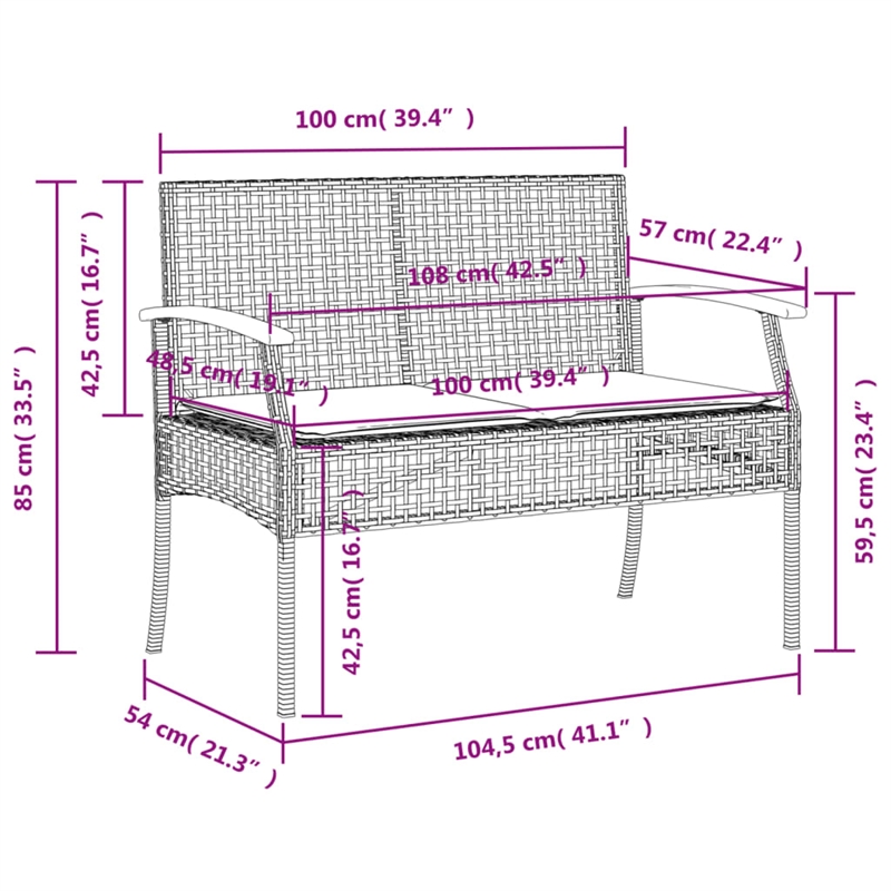 Afuera Living Contemporary Poly Rattan Garden Dining Set in Gray