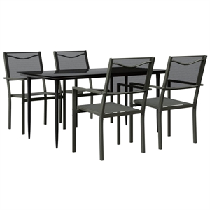 Afuera Living 5 Piece Steel Garden Dining Set in Black/Anthracite