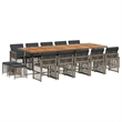 Afuera Living Contemporary 15 Piece Rattan Garden Dining Set in Gray