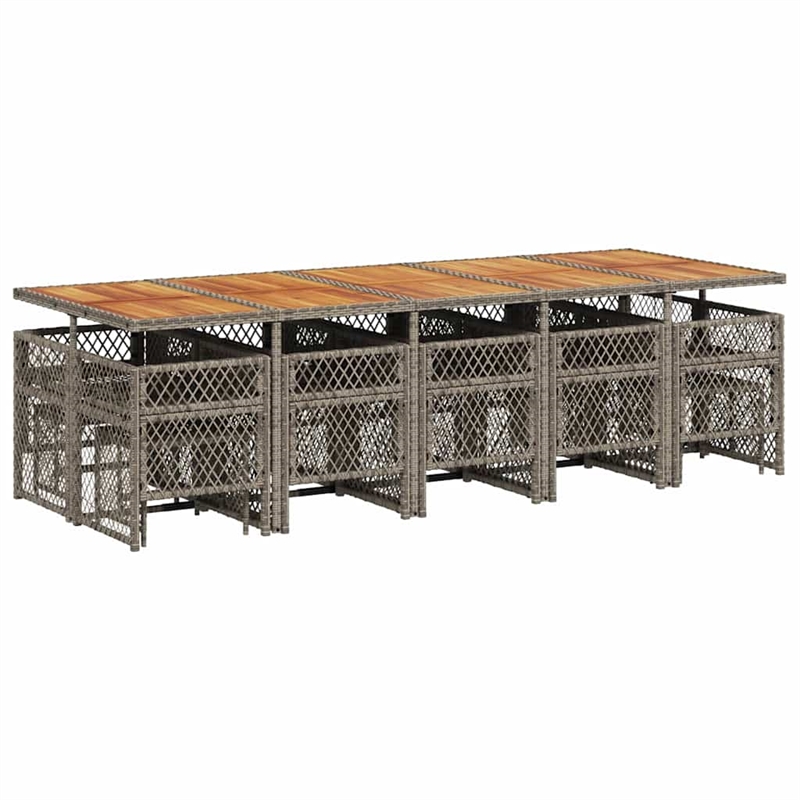 Afuera Living Contemporary 15 Piece Rattan Garden Dining Set in Gray