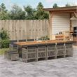 Afuera Living Contemporary 15 Piece Rattan Garden Dining Set in Gray