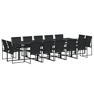Afuera Living Contemporary Garden Dining Set in Powder-Coated Black