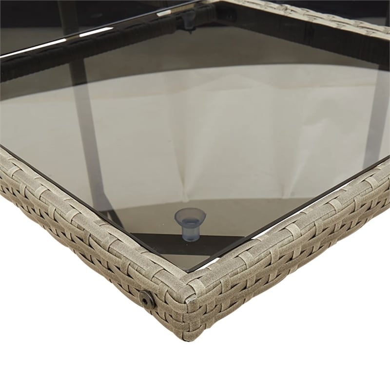 Afuera Living 17 Piece Poly Rattan Foldable Patio Dining Set in Gray