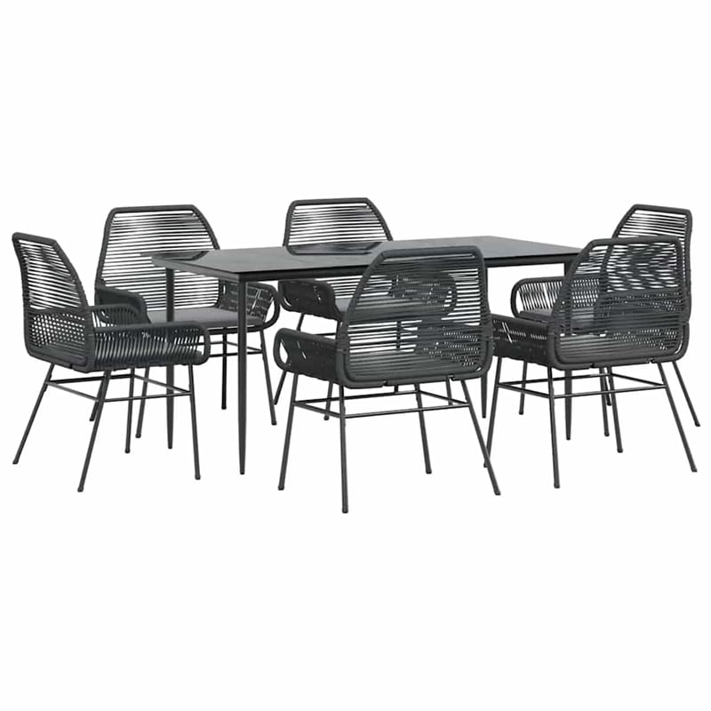 Afuera Living 7 Piece Poly Rattan Garden Dining Set in Black/Dark Gray