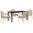 Afuera Living 5 Piece Poly Rattan Garden Dining Set with Cushions in Black