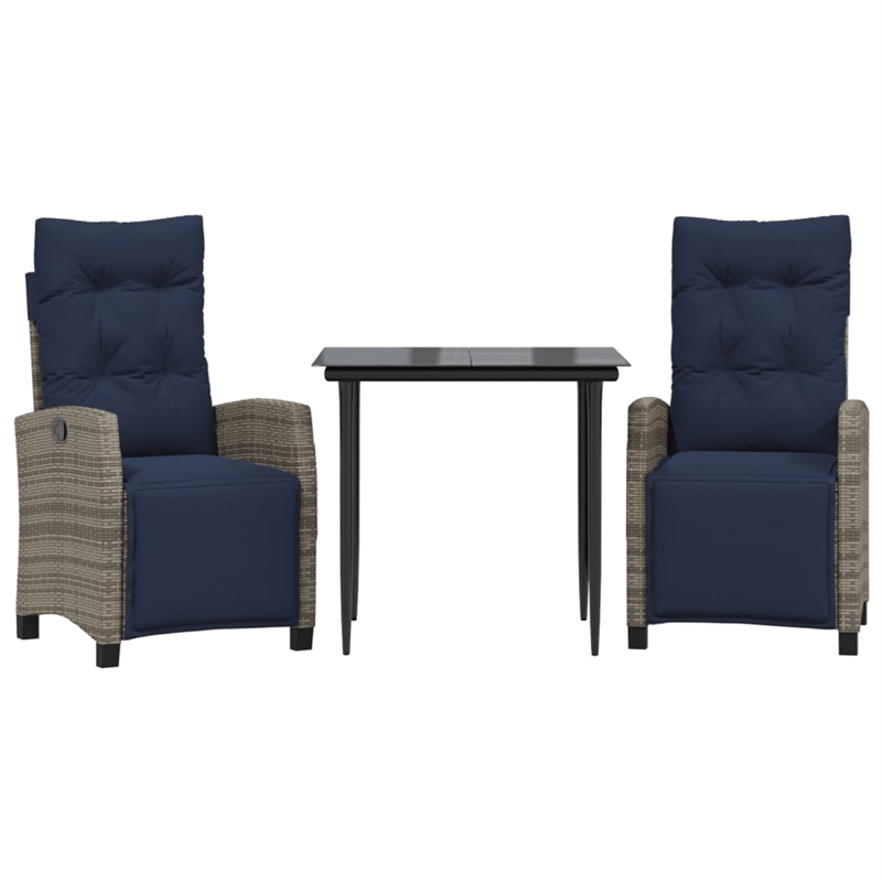 Afuera Living Contemporary 3 Piece Garden Dining Set in Gray