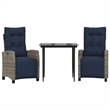 Afuera Living Contemporary 3 Piece Garden Dining Set in Gray