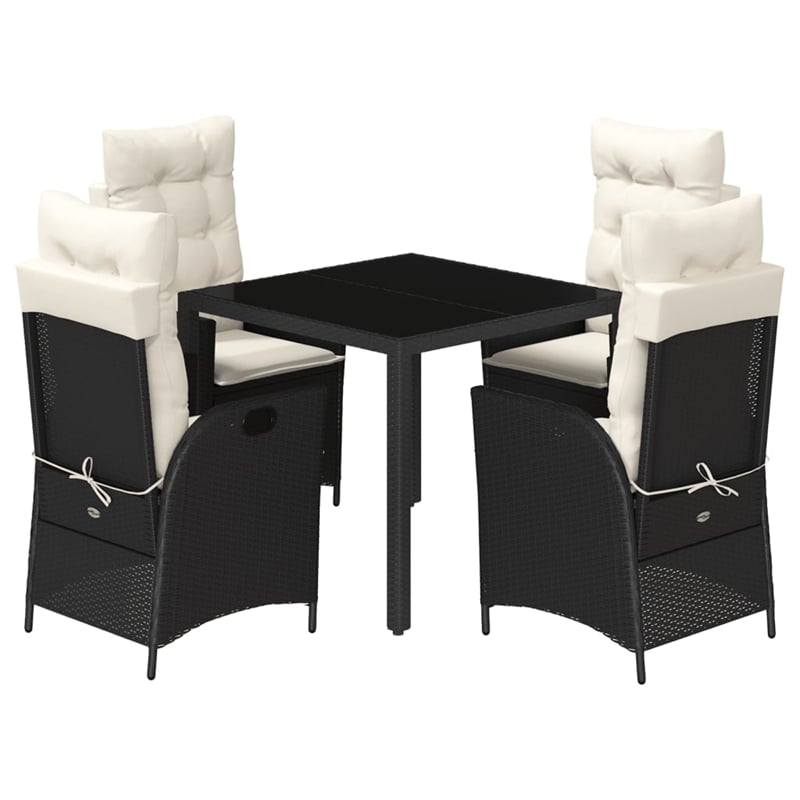 Afuera Living 5 Piece Rattan Garden Dining Set with Cushions in Black