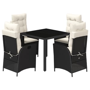 Afuera Living 5 Piece Rattan Garden Dining Set with Cushions in Black