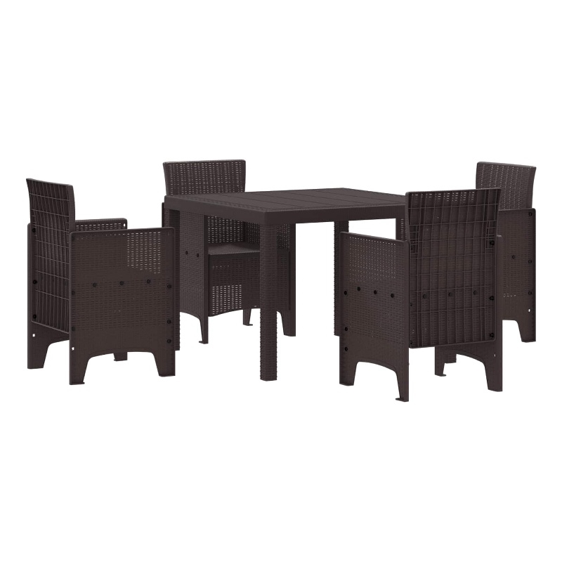 Afuera Living 5 Piece Poly Rattan Garden Dining Set in Brown