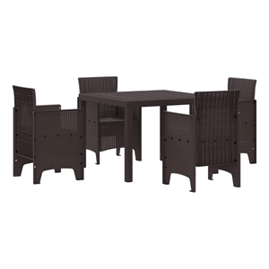 Afuera Living 5 Piece Poly Rattan Garden Dining Set in Brown