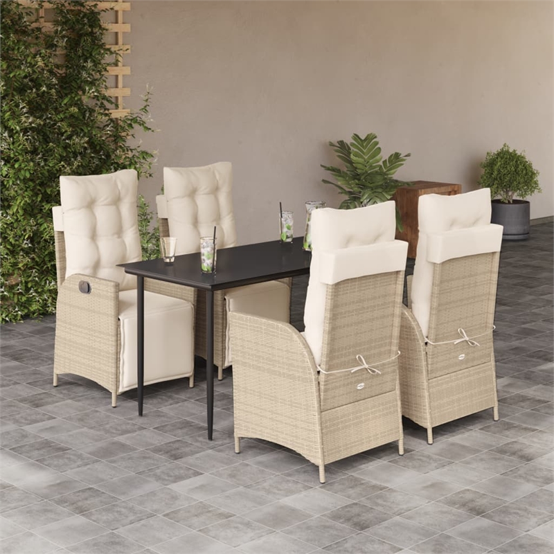 Afuera Living 5 Piece Garden Dining Set in Black/Cream White