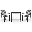 Afuera Living 3 Piece Powder-Coated Steel Garden Dining Set in Anthracite