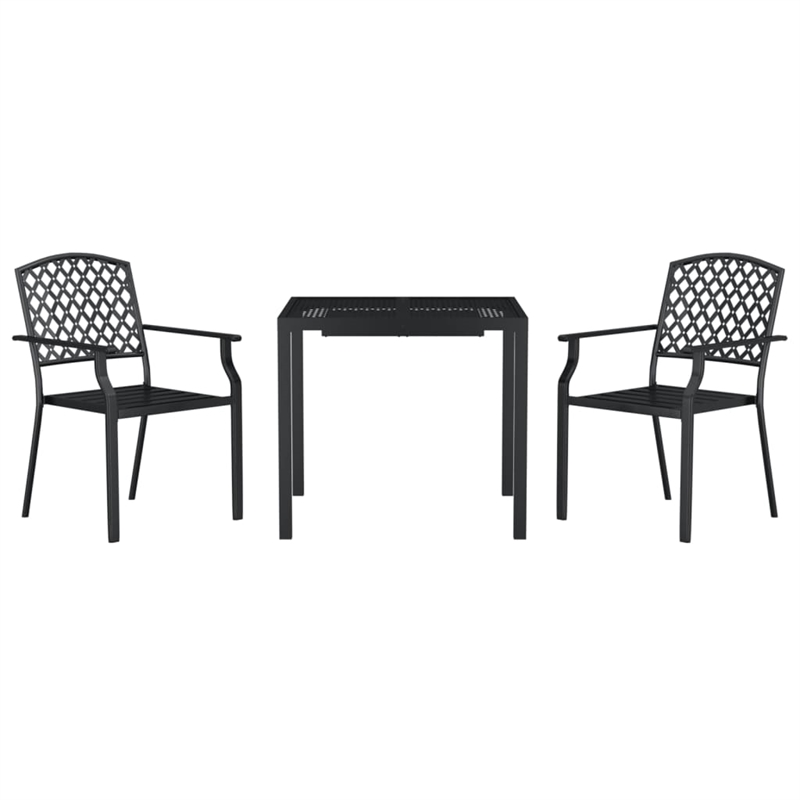 Afuera Living 3 Piece Powder-Coated Steel Garden Dining Set in Anthracite
