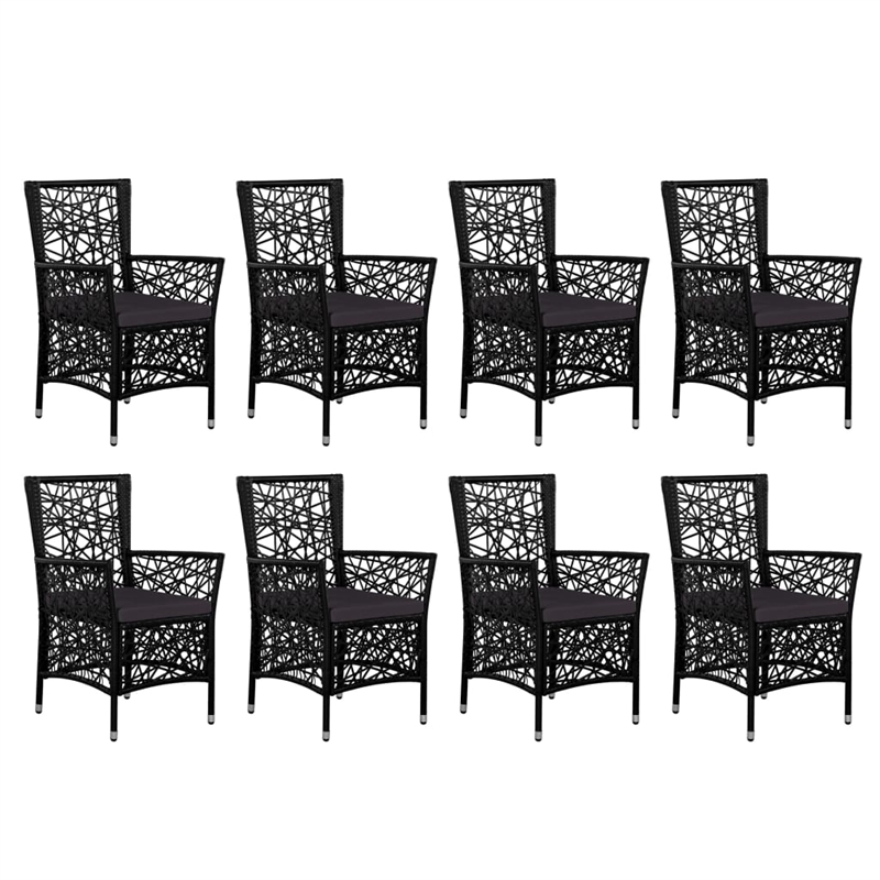 Afuera Living 9 Piece Rattan Garden Dining Set in Black/Dark Gray