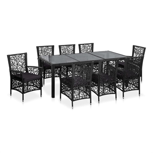 Afuera Living 9 Piece Rattan Garden Dining Set in Black/Dark Gray