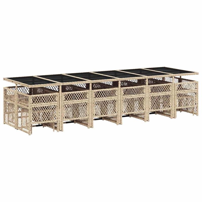 Afuera Living 17 Piece Poly Rattan Garden Dining Set in Beige/Cream White