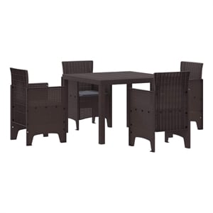 Afuera Living 5 Piece Poly Rattan Garden Dining Set in Brown