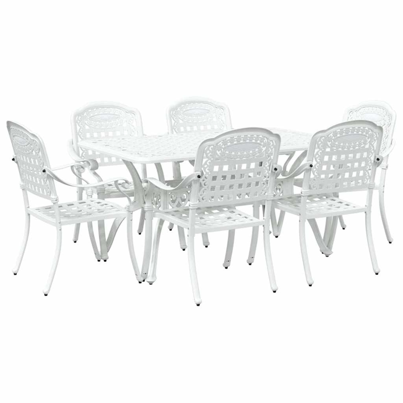 Afuera Living Contemporary 7 Piece Garden Dining Set in White