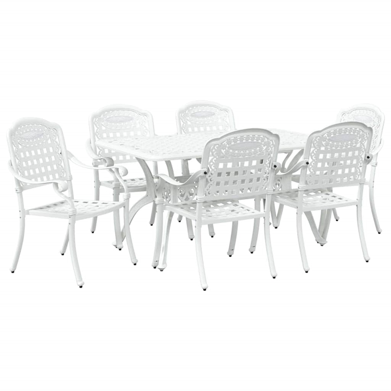 Afuera Living Contemporary 7 Piece Garden Dining Set in White