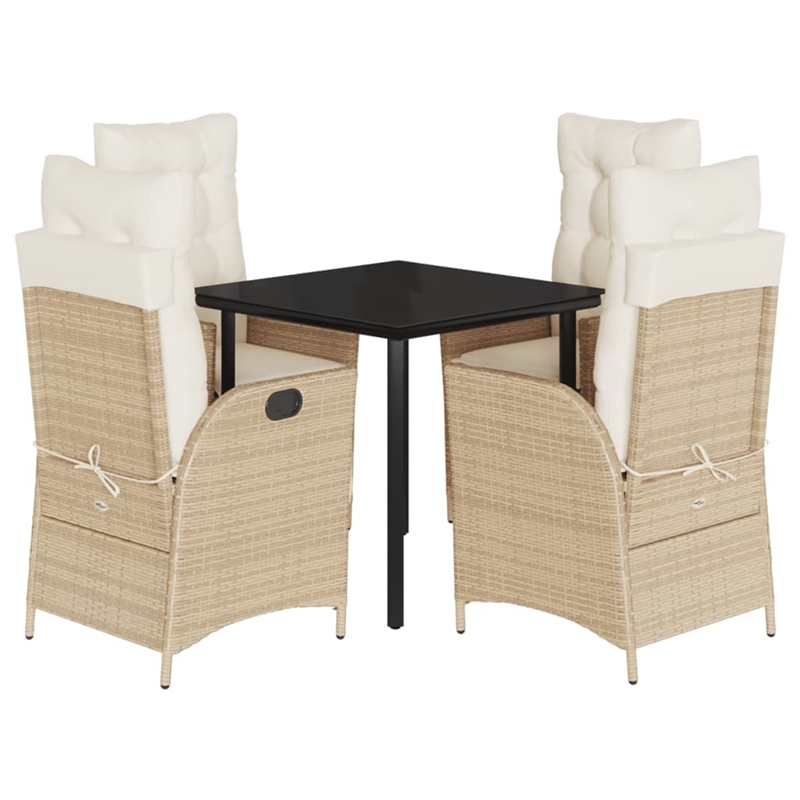 Afuera Living Contemporary Poly Rattan Garden Dining Set in Black