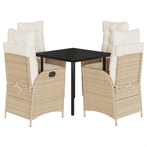 Afuera Living Contemporary Poly Rattan Garden Dining Set in Black