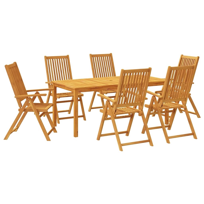 Afuera Living Contemporary Solid Acacia Wood Garden Dining Set in Brown