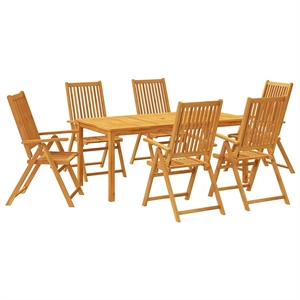 Afuera Living Contemporary Solid Acacia Wood Garden Dining Set in Brown