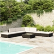 Afuera Living Contemporary 8 Piece Poly Rattan Furniture Set in Black