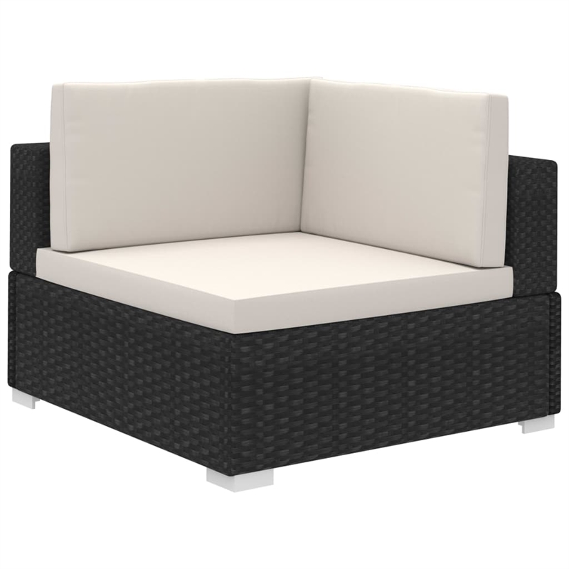 Afuera Living Contemporary 8 Piece Poly Rattan Furniture Set in Black