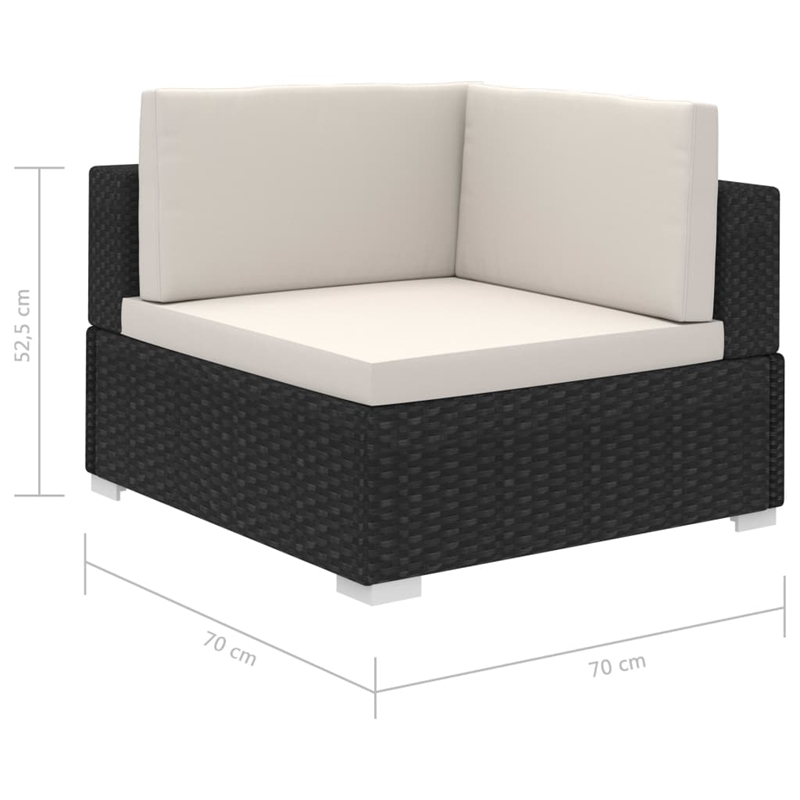 Afuera Living Contemporary 8 Piece Poly Rattan Furniture Set in Black