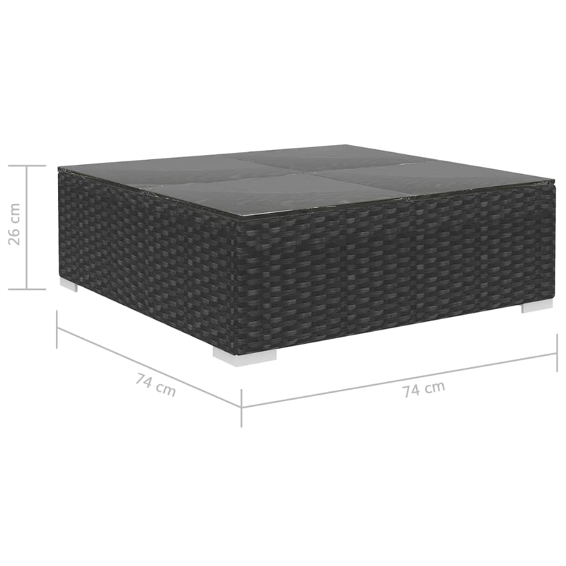 Afuera Living Contemporary 8 Piece Poly Rattan Furniture Set in Black