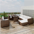 Afuera Living 10 Piece Poly Rattan Furniture Set in Brown/Cream