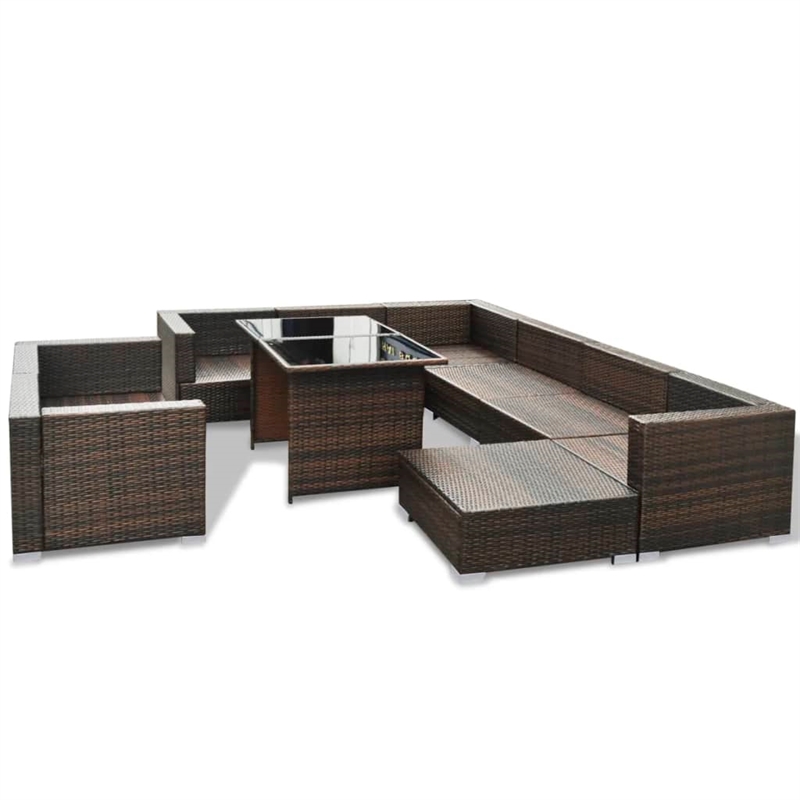 Afuera Living 10 Piece Poly Rattan Furniture Set in Brown/Cream