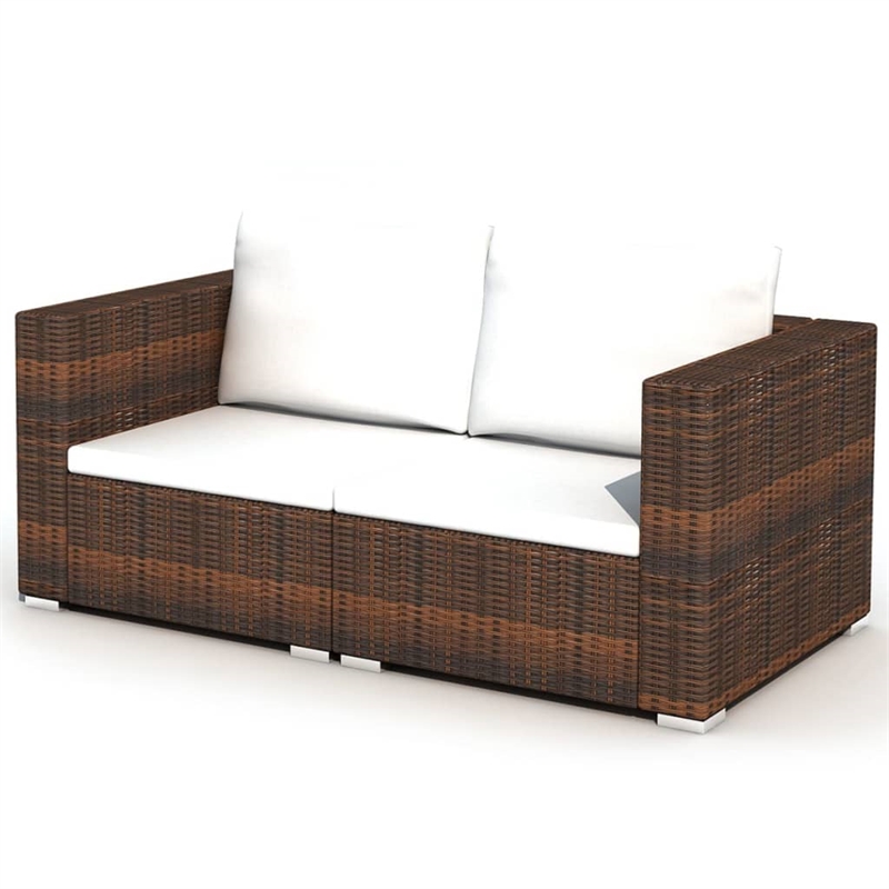 Afuera Living 10 Piece Poly Rattan Furniture Set in Brown/Cream