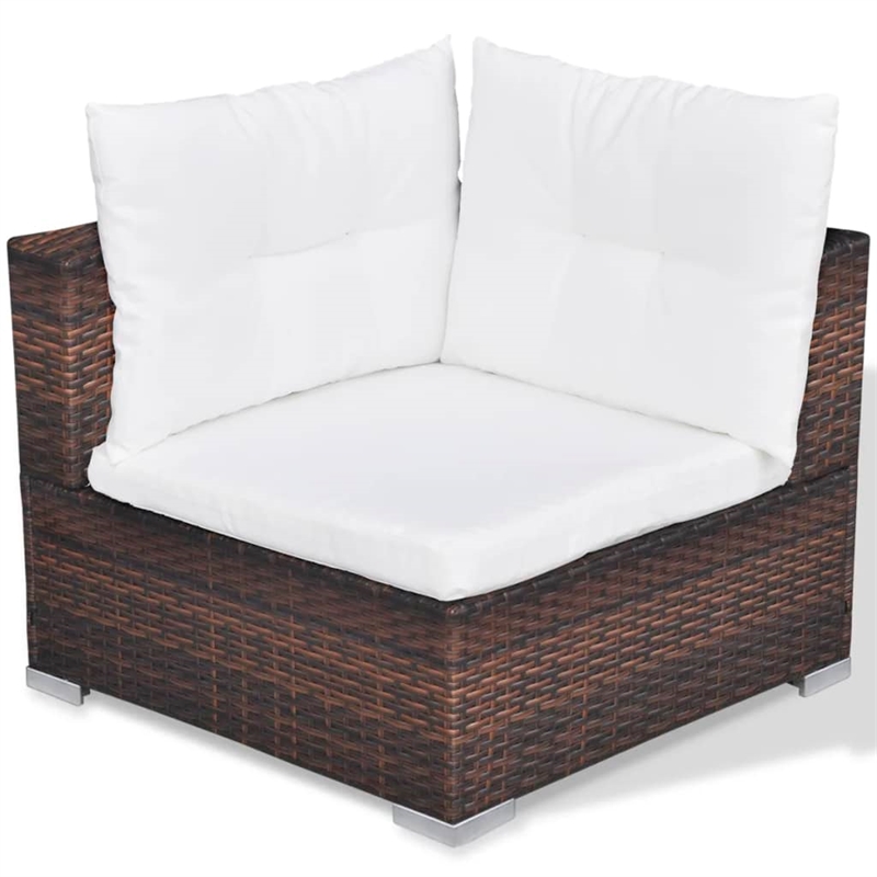 Afuera Living 10 Piece Poly Rattan Furniture Set in Brown/Cream