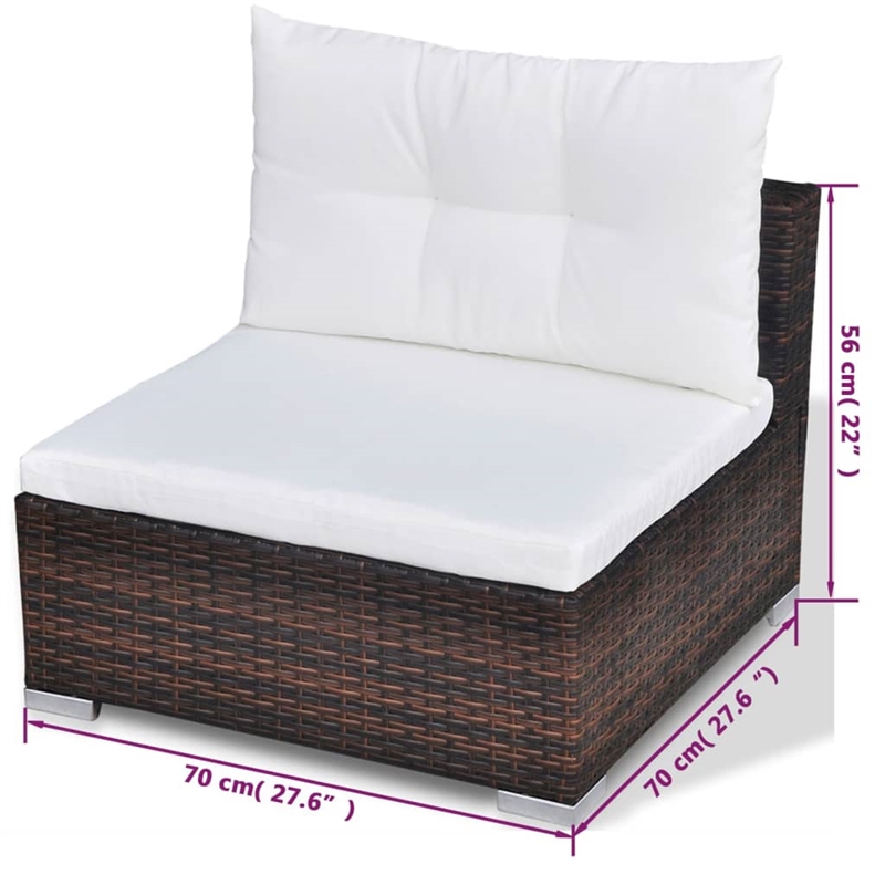 Afuera Living 10 Piece Poly Rattan Furniture Set in Brown/Cream