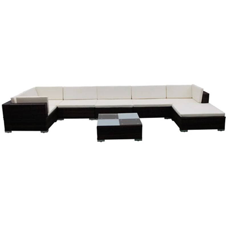 Afuera Living Contemporary 8 Piece Steel Large Lounge Set in Brown