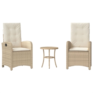 Afuera Living Contemporary 3 Piece Steel Bistro Set in Cream/Beige