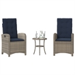 Afuera Living Contemporary Poly Rattan Bistro Set in Gray/Blue