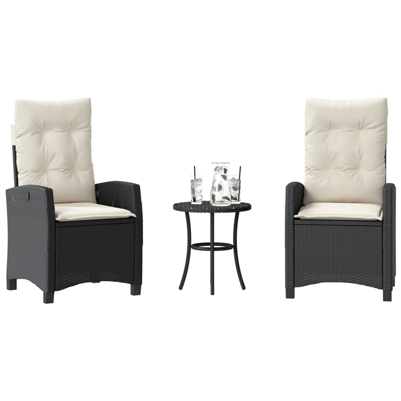 Afuera Living Contemporary Poly Rattan Bistro Set in Black/Cream