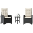 Afuera Living Contemporary Poly Rattan Bistro Set in Black/Cream