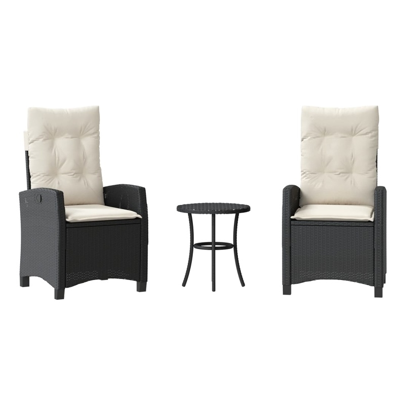 Afuera Living Contemporary Poly Rattan Bistro Set in Black/Cream