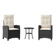 Afuera Living Contemporary Poly Rattan Bistro Set in Black/Cream