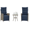 Afuera Living 3 Piece Poly Rattan Small Bistro Set in Gray/Blue