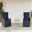 Afuera Living 3 Piece Poly Rattan Small Bistro Set in Gray/Blue
