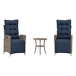Afuera Living 3 Piece Poly Rattan Small Bistro Set in Gray/Blue