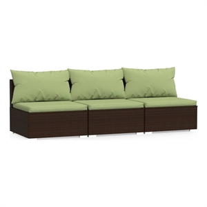Afuera Living Contemporary Poly Rattan 3-Seater Rectangular Sofa